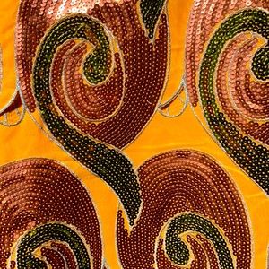 5 Yards Peach Multicolored Sequined Lace Fabric